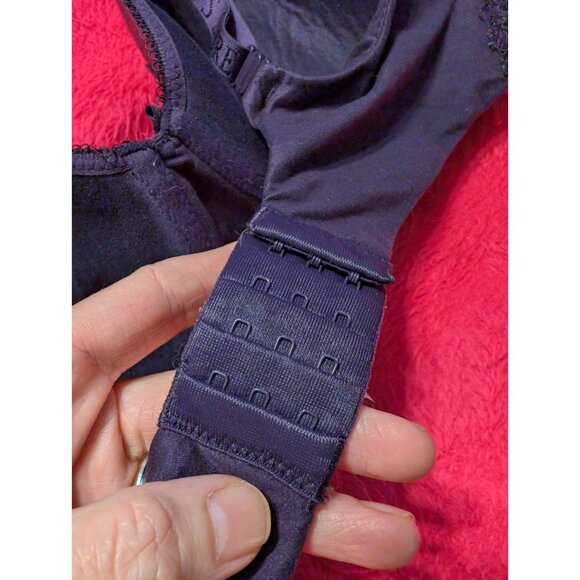 Victoria’s Secret 38D Lined Demi Bra Black Purple Lace Underwire Floral Style - Picture 6 of 8